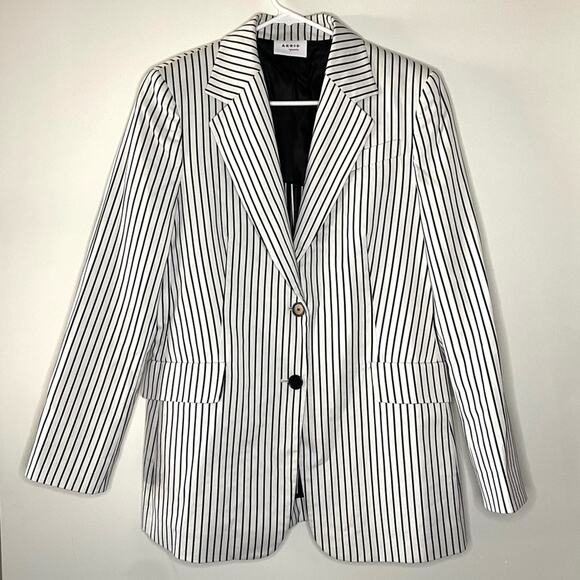 Akris Punto Striped 2 Button Blazer Jacket Size 10 - Picture 1 of 6